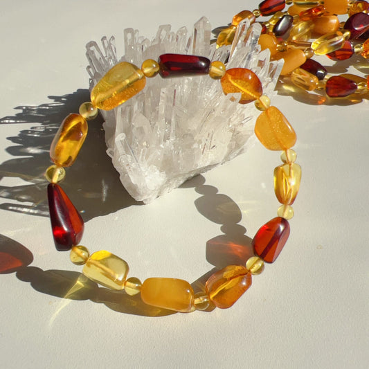 Assorted Genuine Irregular Amber Bracelet | Lucky Stone For Aries, Gemini, Leo, Virgo