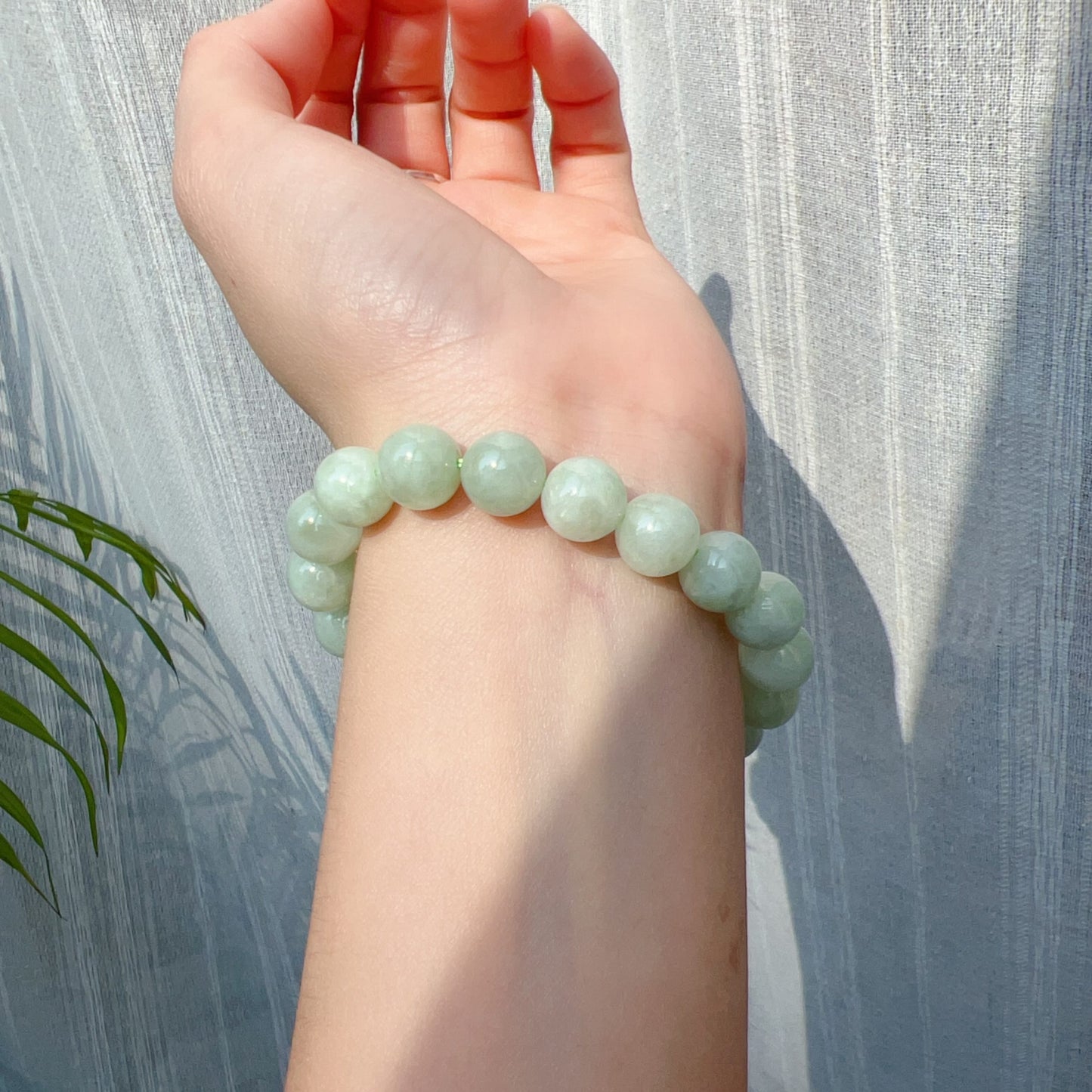 Natural Jadeite Beaded Bracelet | 10Mm Healing Stone | 4Th Heart Chakra And Lower Blood Pressure