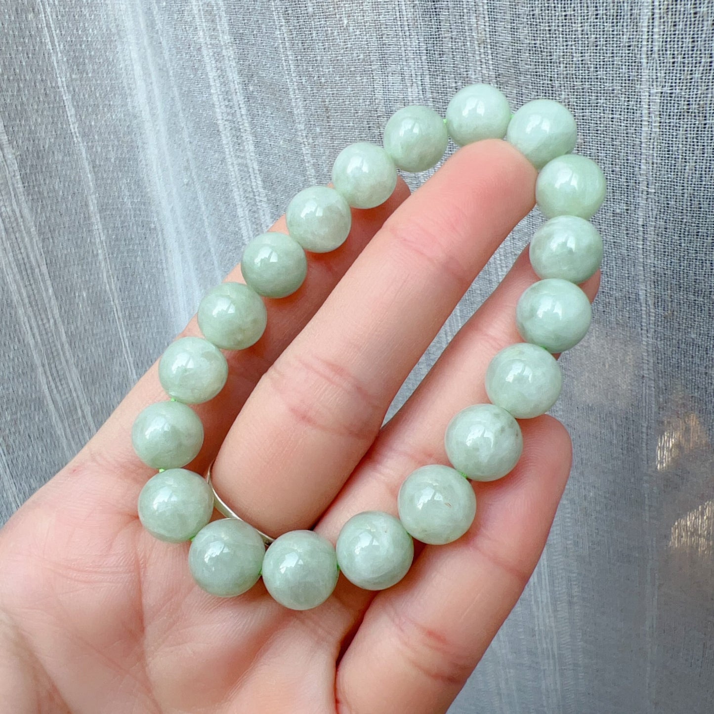 Natural Jadeite Beaded Bracelet | 10Mm Healing Stone | 4Th Heart Chakra And Lower Blood Pressure