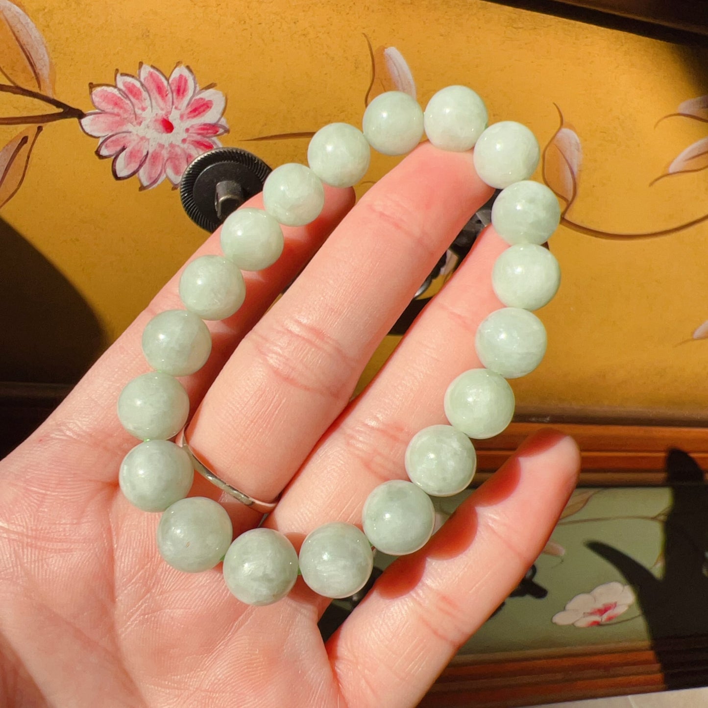 Natural Jadeite Beaded Bracelet | 10Mm Healing Stone | 4Th Heart Chakra And Lower Blood Pressure