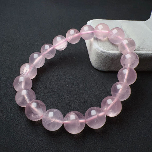 Natural Pink Rose Quartz Bracelet 10Mm | Mozambique Gemstone | Heart Chakra Love Healing Jewelry