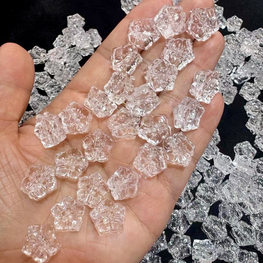 Natural Clear Quartz Plum Bossom Charms | Premium Diy Jewelry Making Supplies For Necklaces, Bracelets, Earrings Crafting