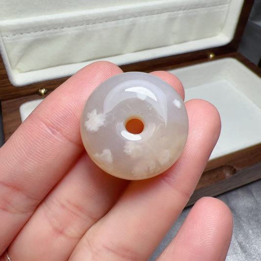 Cherry Blossom Agate Donut Pendant | Sakura Agate Jewelry Findings For Diy Project