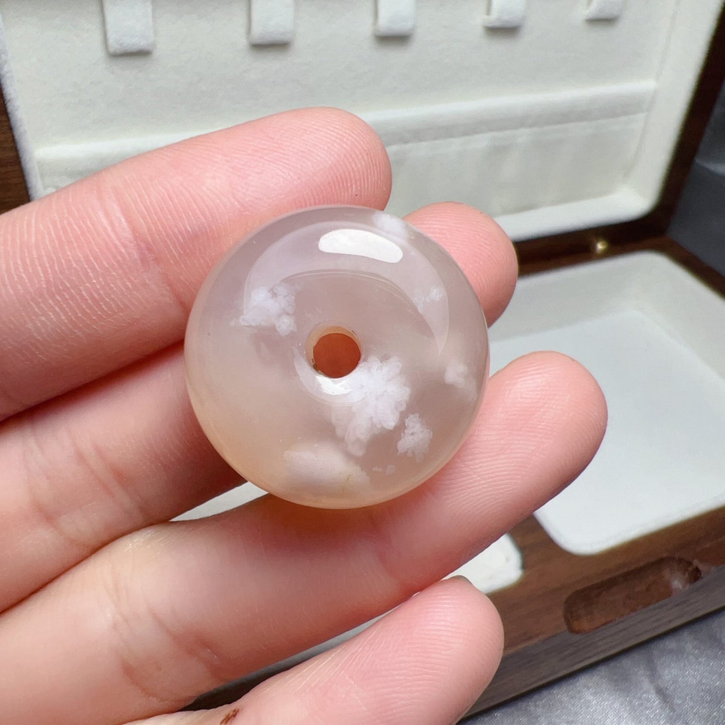 Natural Cherry Blossom Agate Donut Pendant | Sakura Agate Jewelry Findings For Diy Project