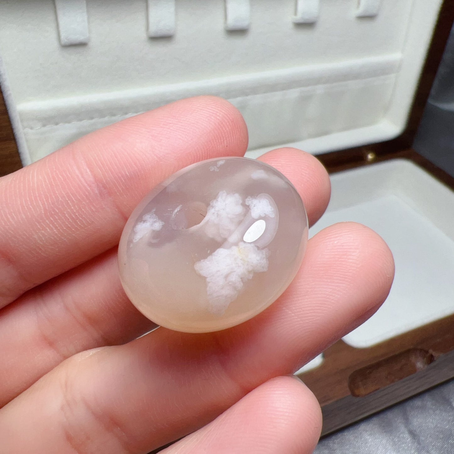 Natural Cherry Blossom Agate Donut Pendant | Sakura Agate Jewelry Findings For Diy Project