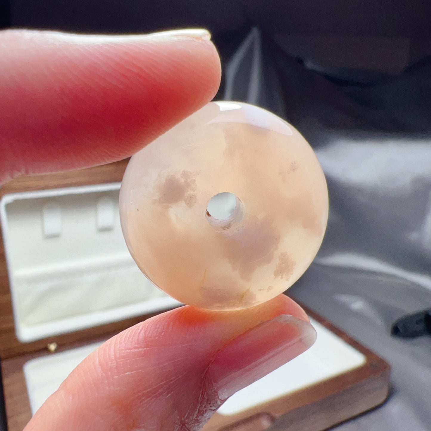 Natural Cherry Blossom Agate Donut Pendant | Sakura Agate Jewelry Findings For Diy Project