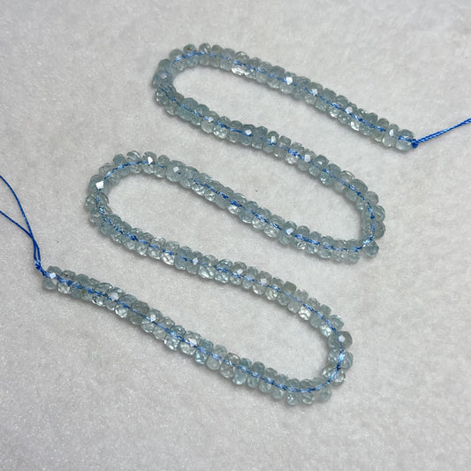 Premium Faceted Aquamarine Abacus Beads Strand – High-Quality Gemstone For Elegant Jewelry Making
