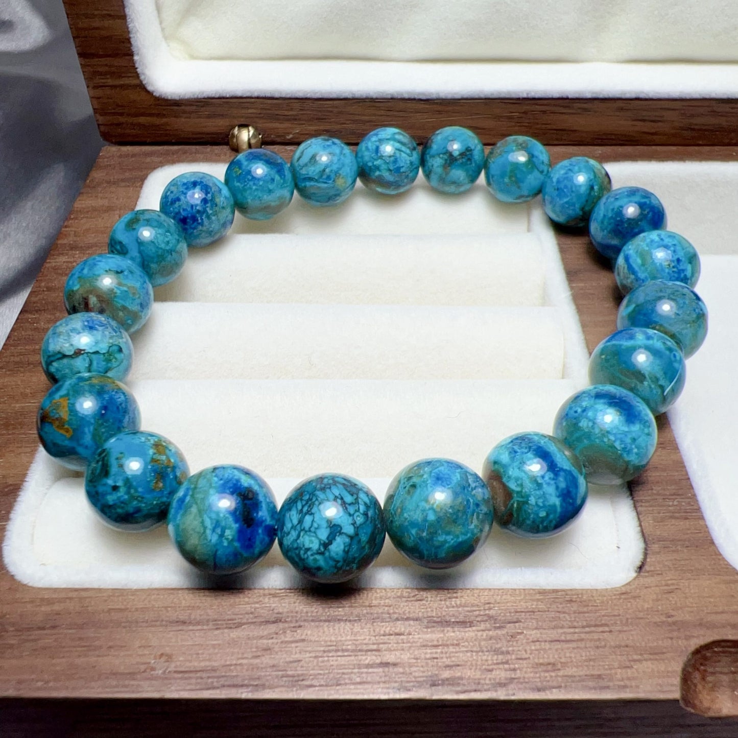 9.8Mm Natural Chrysocolla Healing Bracelet | Good For Emotional Balance And Communication