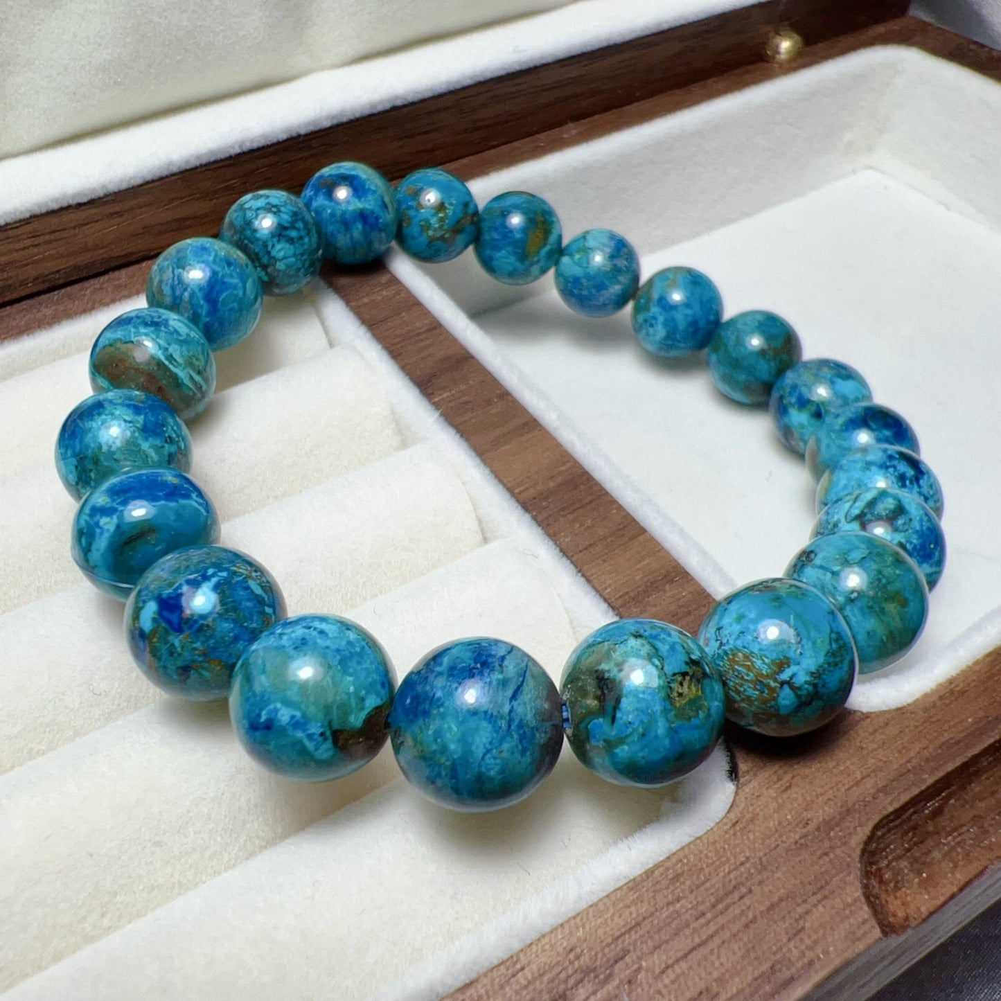 9.8Mm Natural Chrysocolla Healing Bracelet | Good For Emotional Balance And Communication