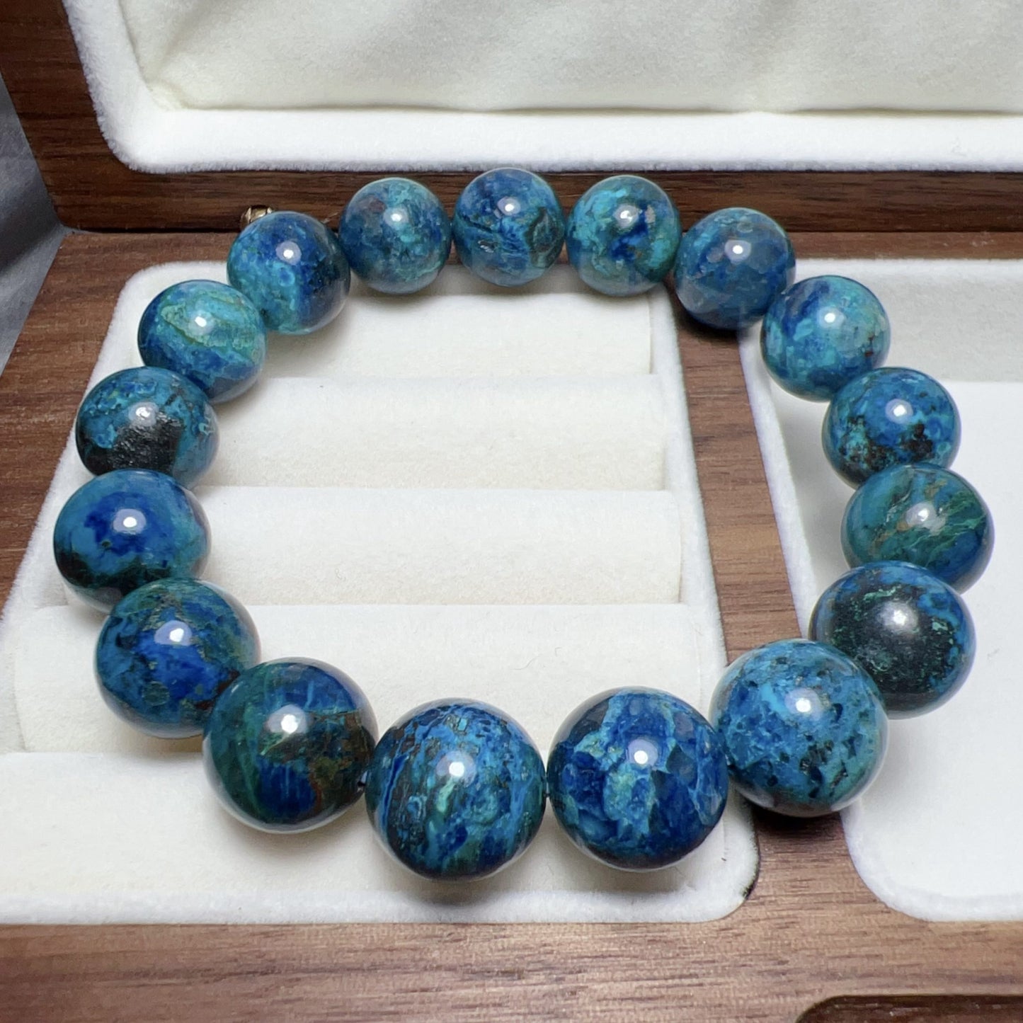Natural Chrysocolla Healing Bracelet | Large 12.3Mm Beads | Emotional Balance & Communication
