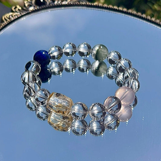 LuminEssence Mirror | Five Elements Crystal Healing Bracelet for Inner Clarity & Energy Balance