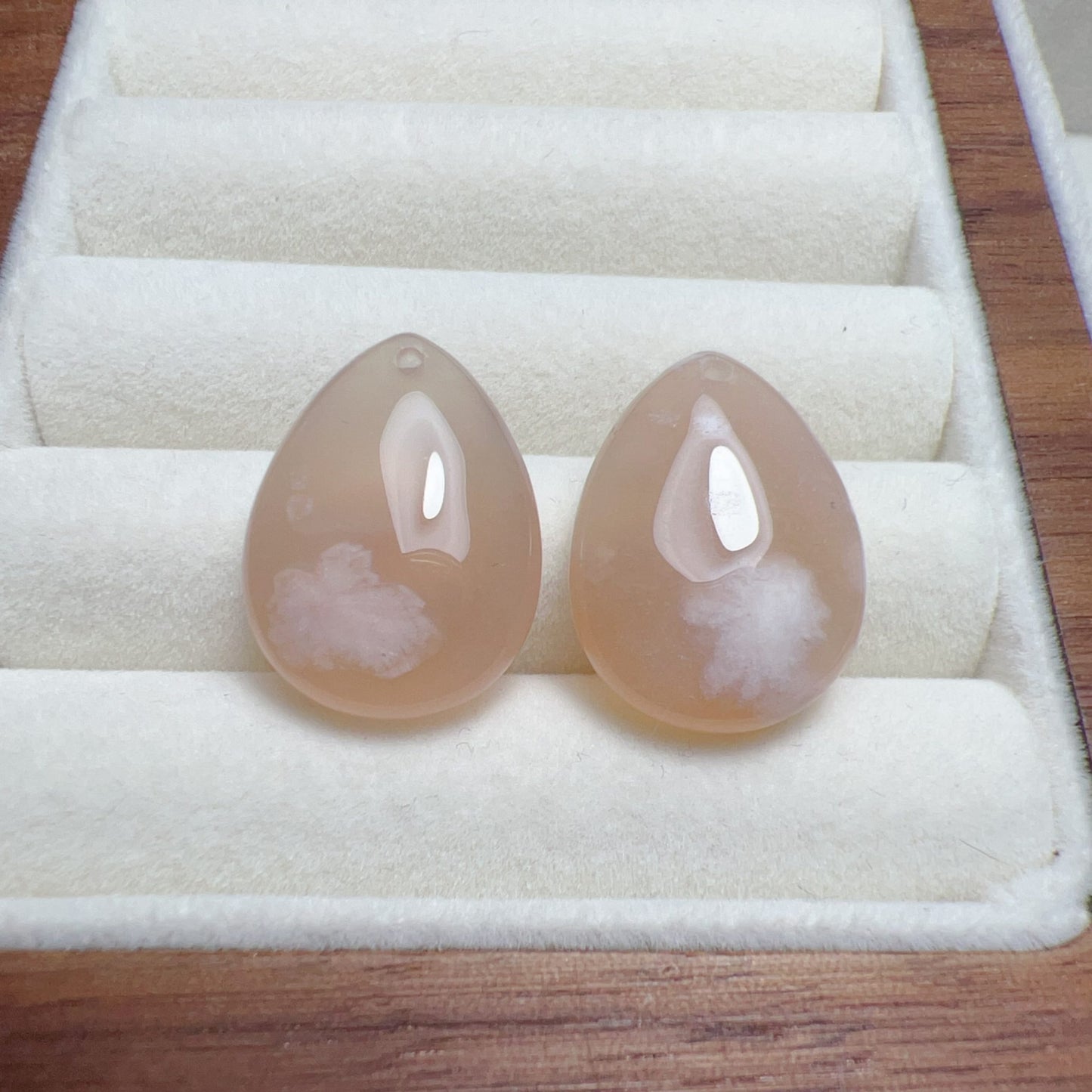 2 Pcs Beautiful Cherry Blossom Agate Water-Drop Pendants | Sakura Agate Jewelry Findings For Diy Projects
