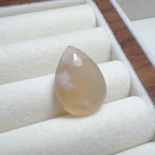 1 Pcs Beautiful Cherry Blossom Agate Water-Drop Charm Pendants | Sakura Agate Jewelry Findings For Diy Projects