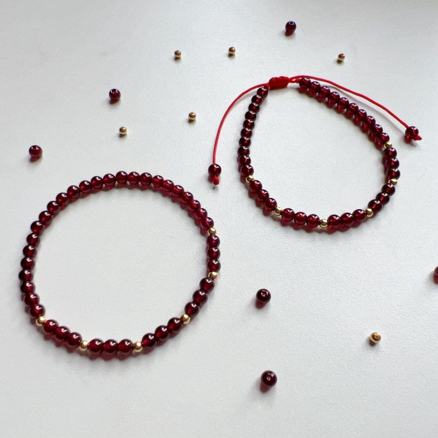 2025 Lucky Bracelet Red Garnet With 18K Yellow Gold | Grounding Healing Crystal