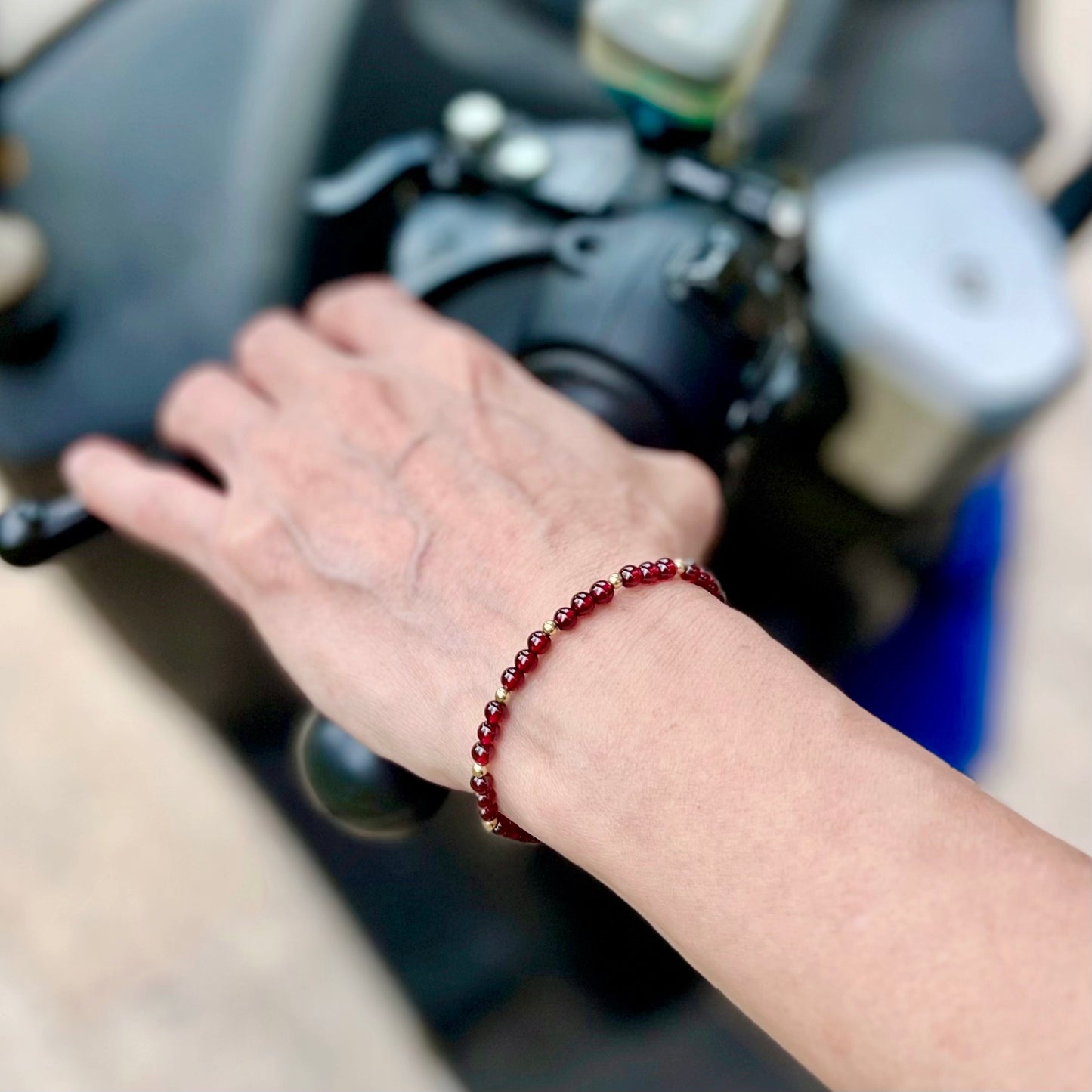 2025 Lucky Bracelet Red Garnet With 18K Yellow Gold | Grounding Healing Crystal