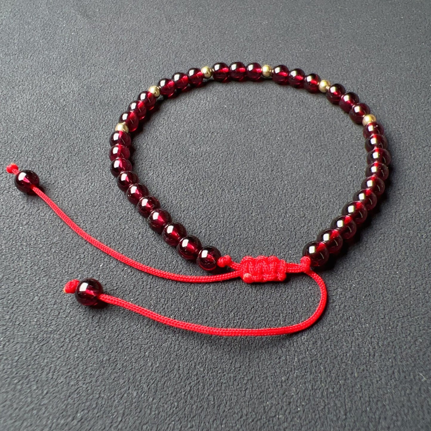 2025 Lucky Bracelet Red Garnet With 18K Yellow Gold | Grounding Healing Crystal